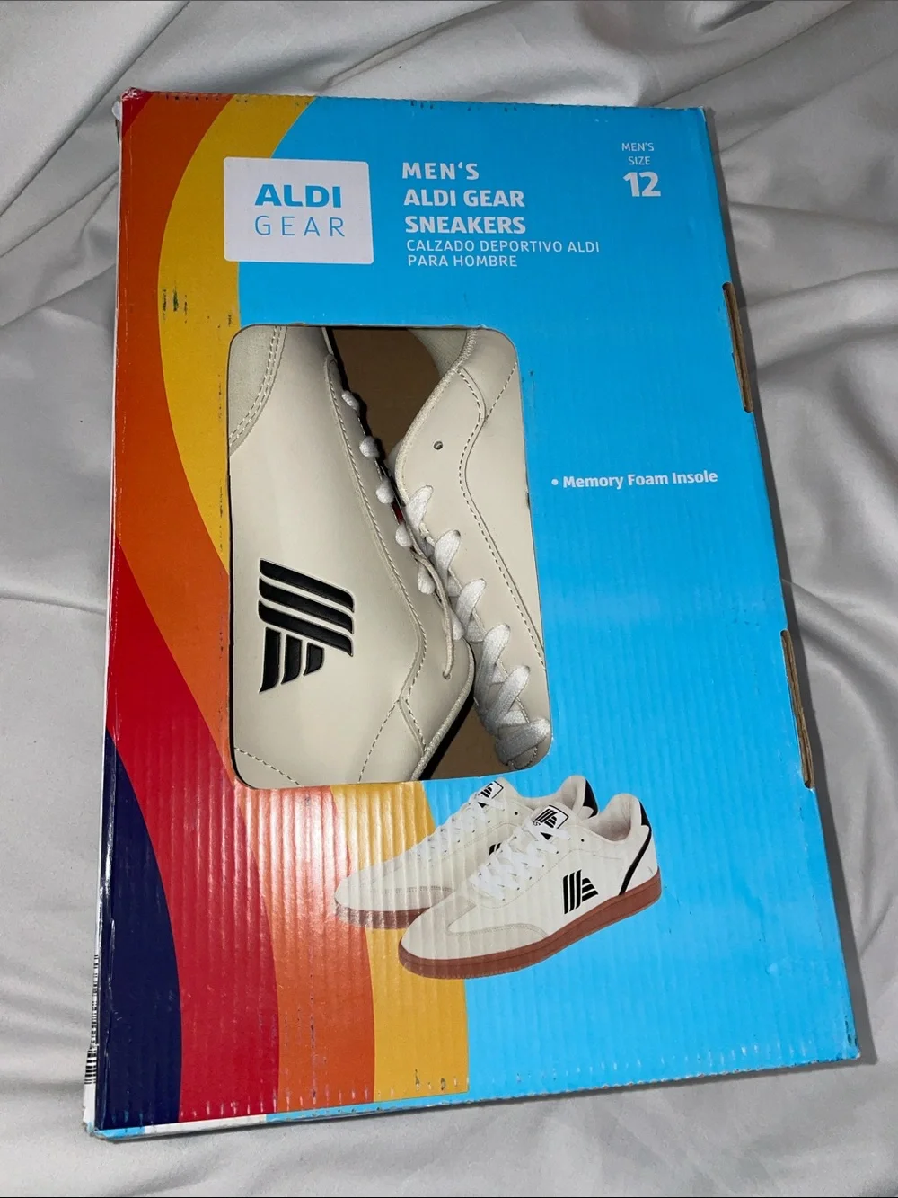 ALDI GEAR Cream Sneaker with Black Logo Size 12